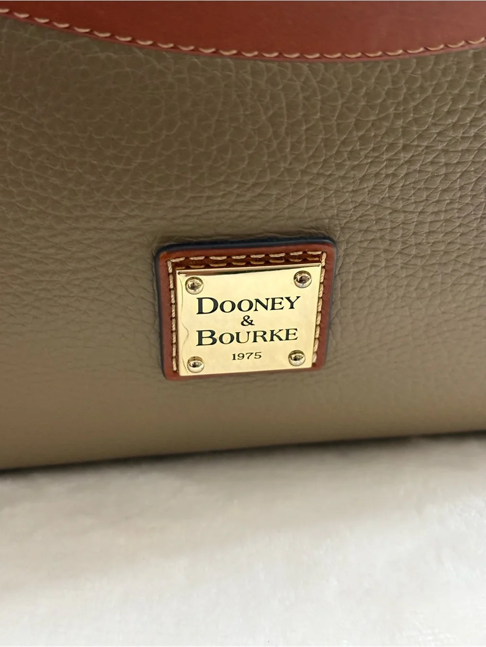 Dooney & Bourne Large Taupe Pebble Leather Hobo Handbag
